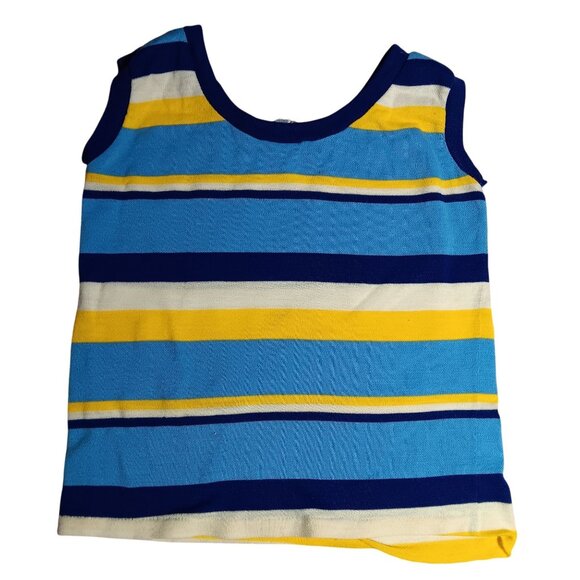 Girls 8 Vintage Top Caprisette Knit Sleeveless Striped Top With Button Detail - Picture 6 of 6